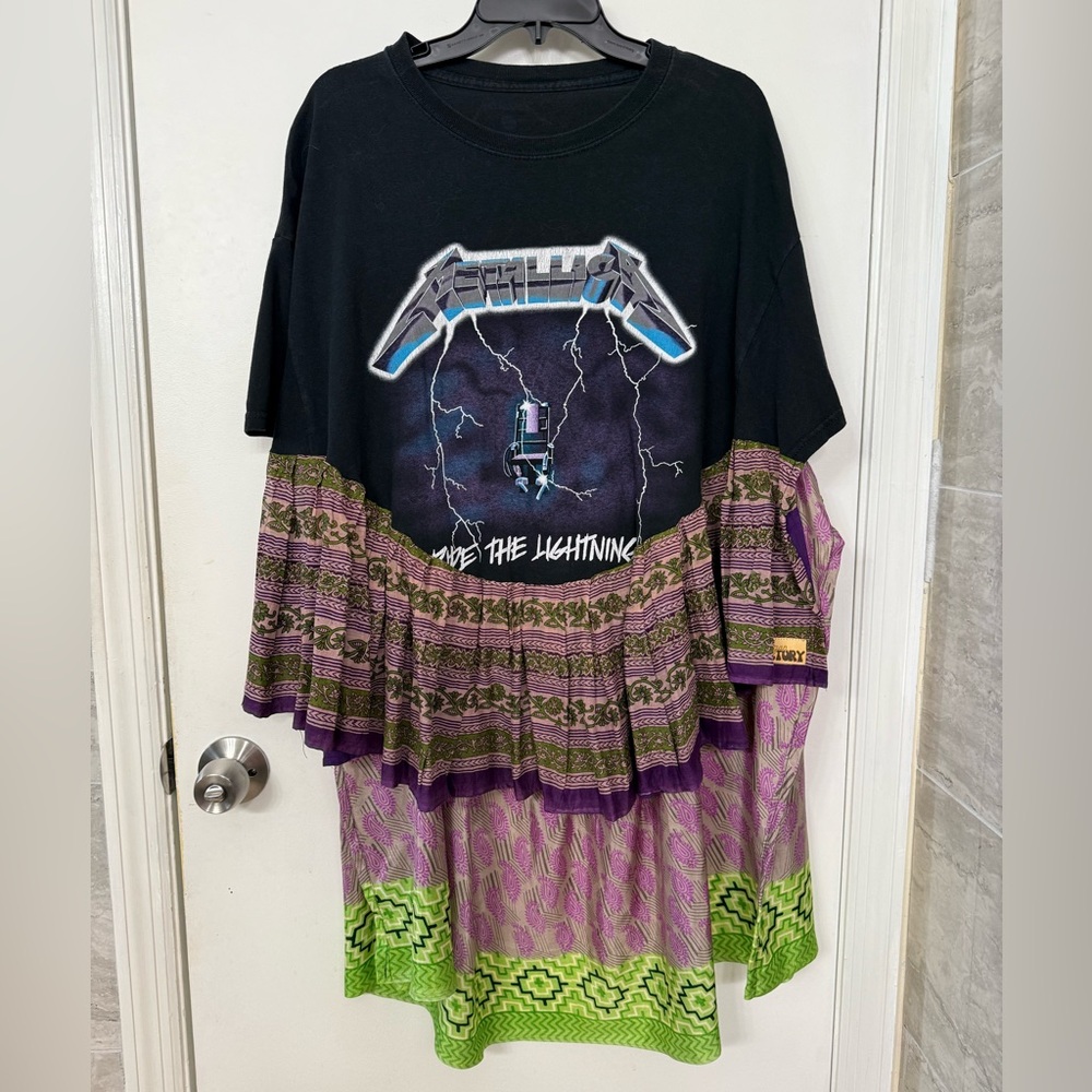 Metallica 'Ride the Lightning' Graphic Mixed-Print Dress